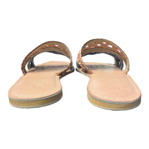 ANTHROPOLOGIE SEYCHELLES Everlasting Sandal Leather Braided Color Block Tan NEW - Picture 5 of 7